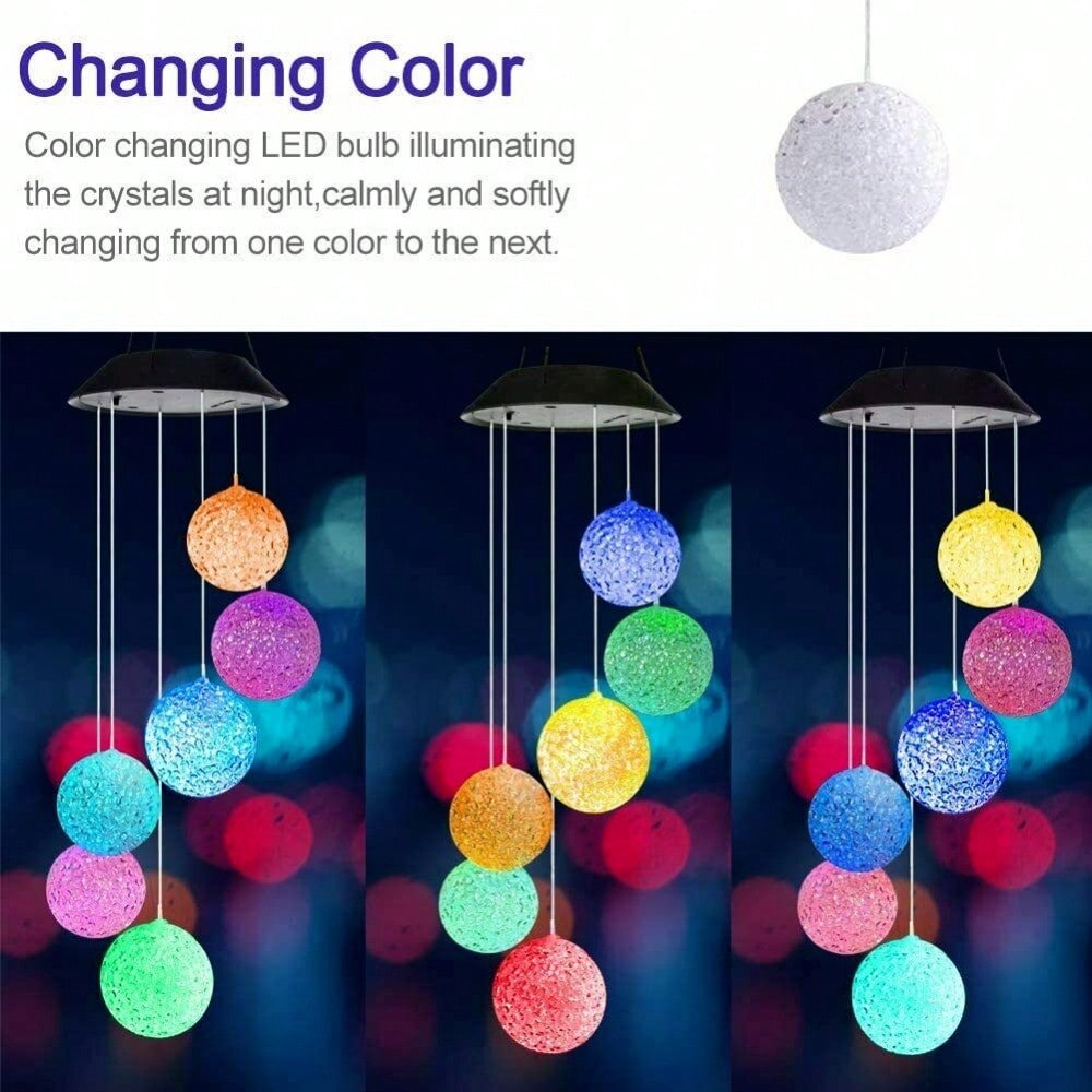 STONESKY Ball LED Color Changing Solar Wind Chime Garden Yard Hanging Light Lamp Decor WX