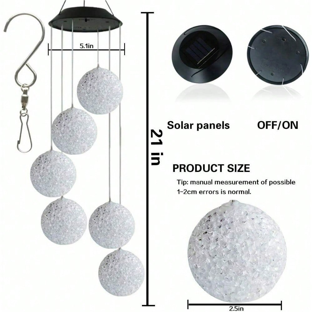 STONESKY Ball LED Color Changing Solar Wind Chime Garden Yard Hanging Light Lamp Decor WX