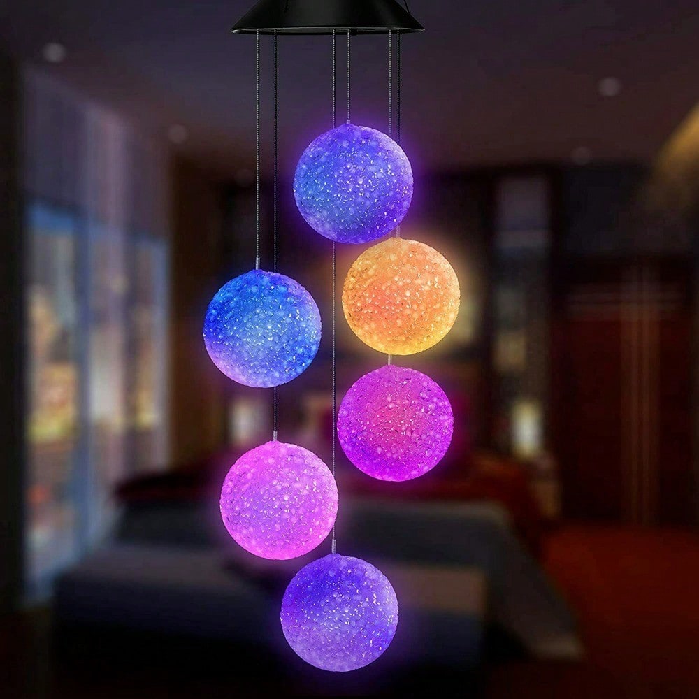 STONESKY Ball LED Color Changing Solar Wind Chime Garden Yard Hanging Light Lamp Decor WX