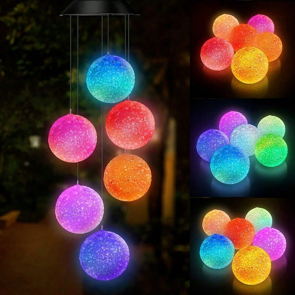 STONESKY Ball LED Color Changing Solar Wind Chime Garden Yard Hanging Light Lamp Decor WX