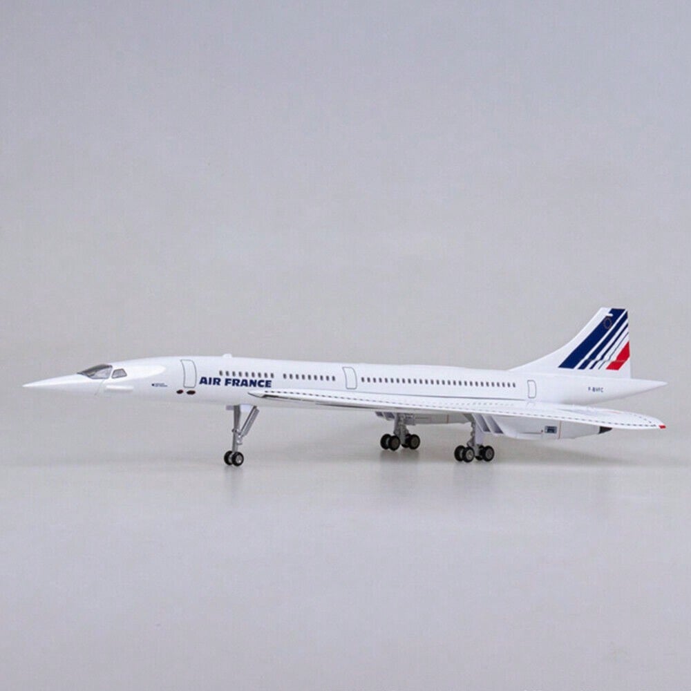 STONESKY 1/125 Air France Concorde Airplane Model With Lights Resin Plane For Collection