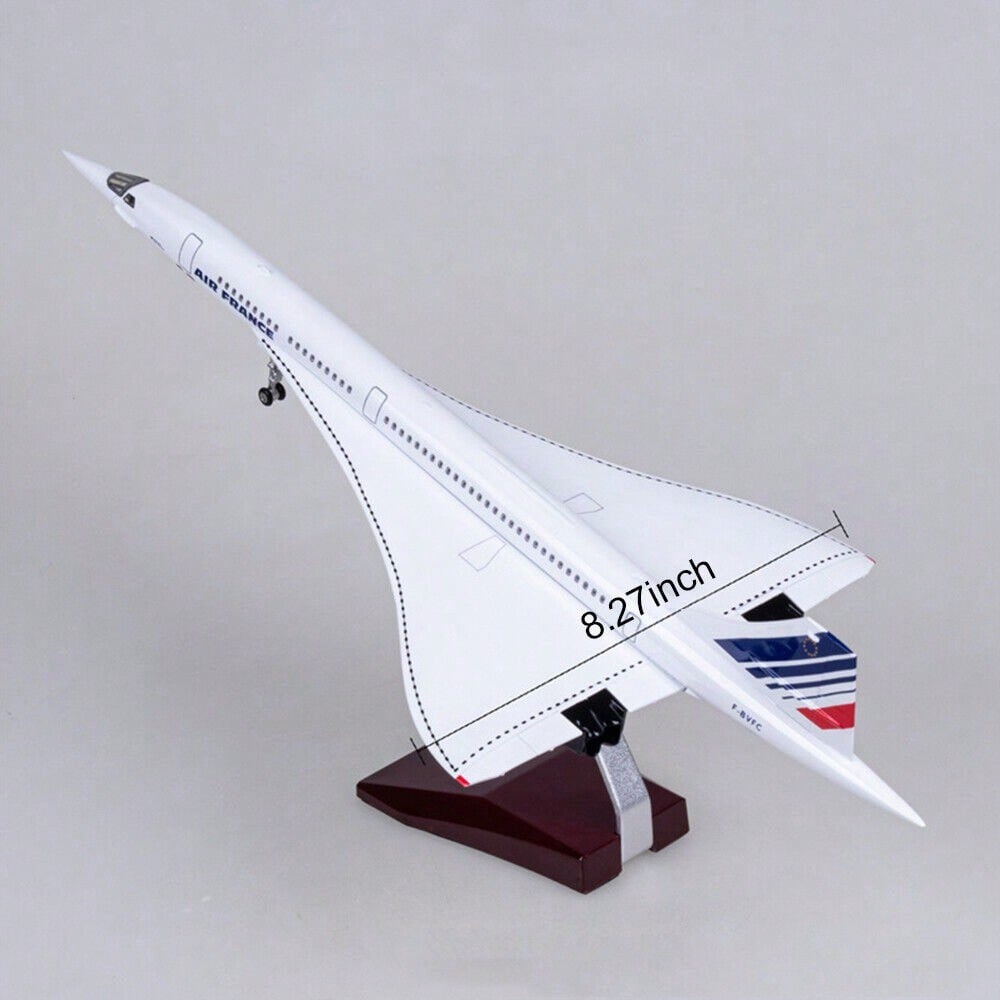 STONESKY 1/125 Air France Concorde Airplane Model With Lights Resin Plane For Collection