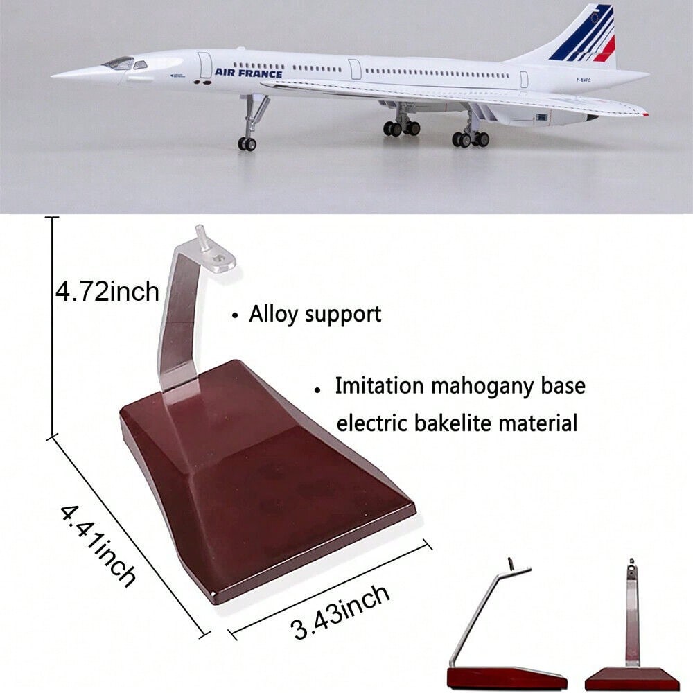 STONESKY 1/125 Air France Concorde Airplane Model With Lights Resin Plane For Collection