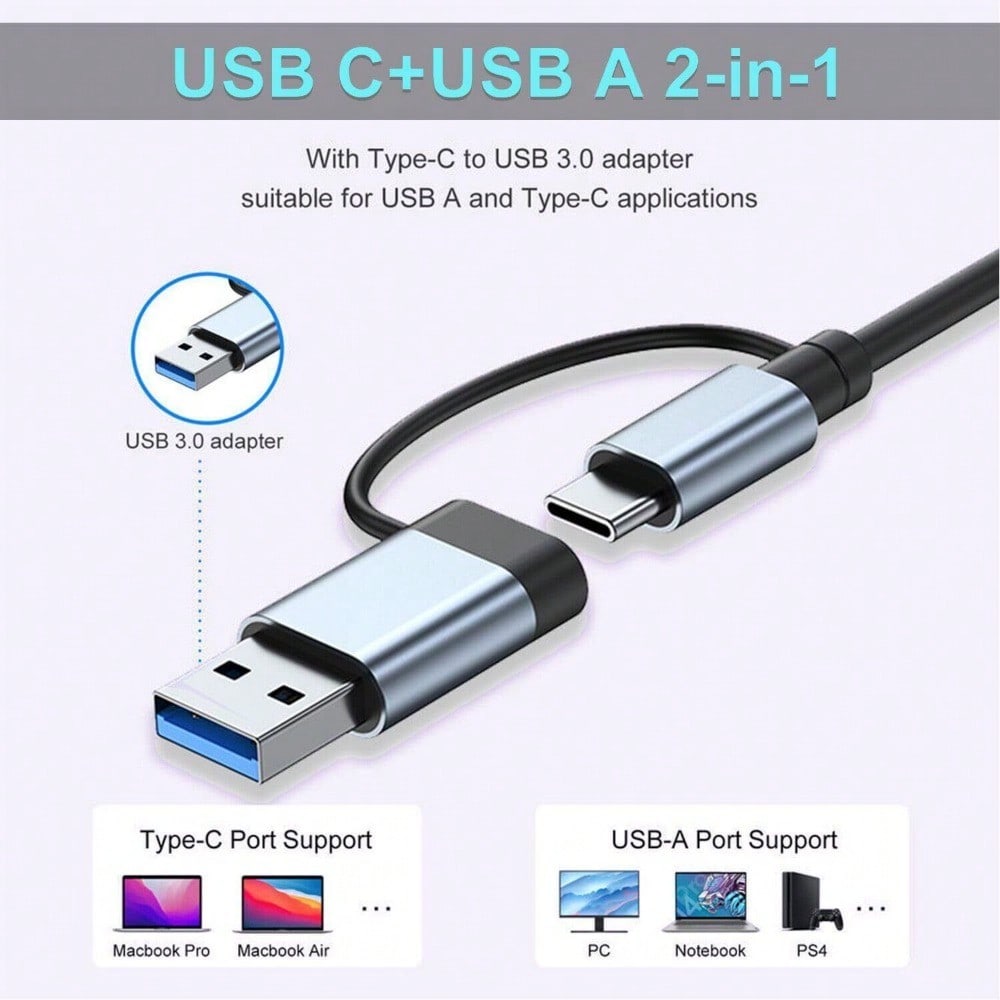 STONESKY 8 In 1 USB-C Hub Type C To USB 3.0 4K HDMI PD Adapter For IOS Pro/Air