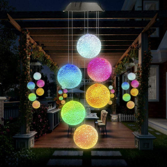EpicGadget Crystal Ball Solar Light, Solar Ball Wind Chime Color Changing Outdoor Solar Garden Decorative Lights for Walkway Pathway Backyard Christmas Decoration Parties (Crystal Ball)