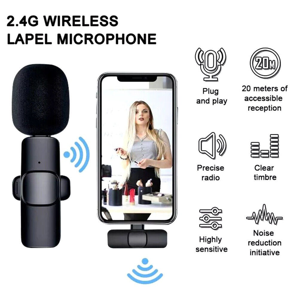 StoneSky Lavalier Wireless Microphone Audio Video Recording Mini Mic For Android/iphone