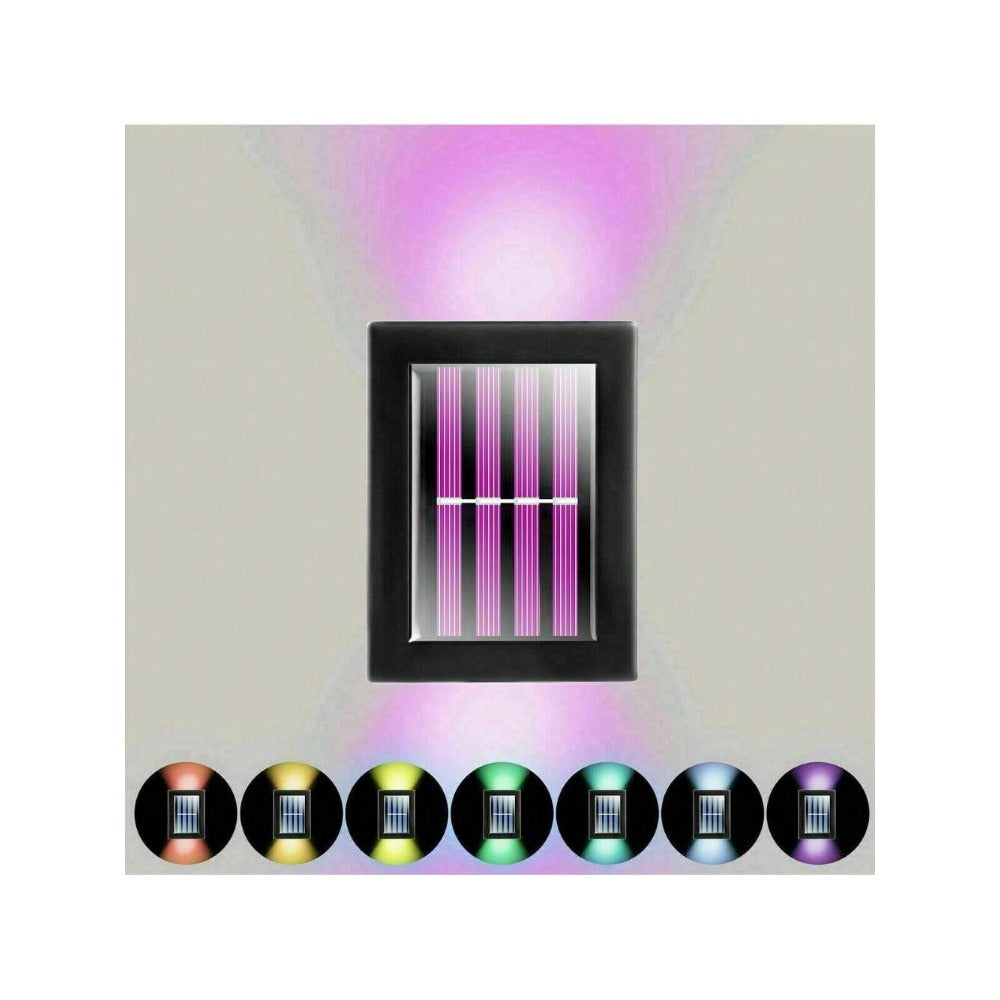 STONESKY 2Pcs Color Change Solar 2 LED Deck Lights Garden Patio Pathway Step Fence Lamps