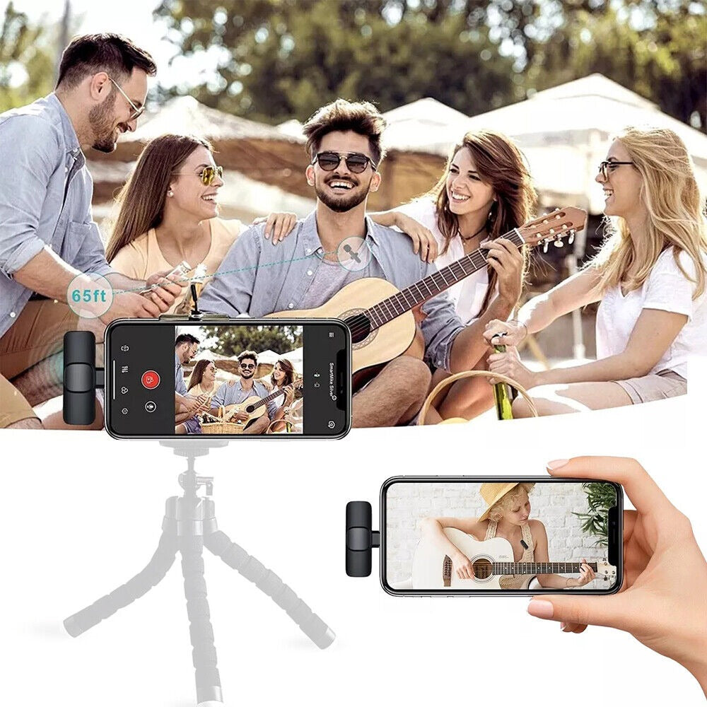 StoneSky 2 IN 1 Lavalier Wireless Microphone Audio Video Recording Mini Mic For iphone