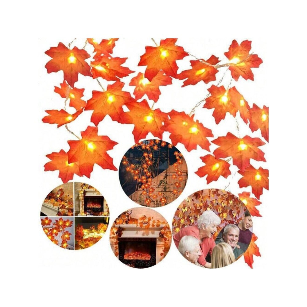 STONESKY 1Pcs Fall Garland Decorations Maple Leaf String Lights Thanksgiving Halloween