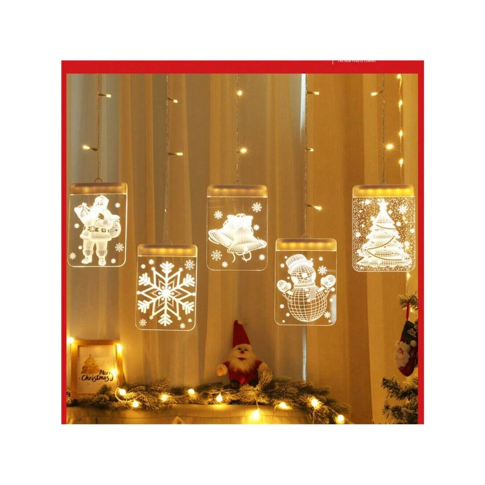 STONESKY Chrismas LED Curtain Fairy String Light 3D-Effect Window Decor Hanging Lights US