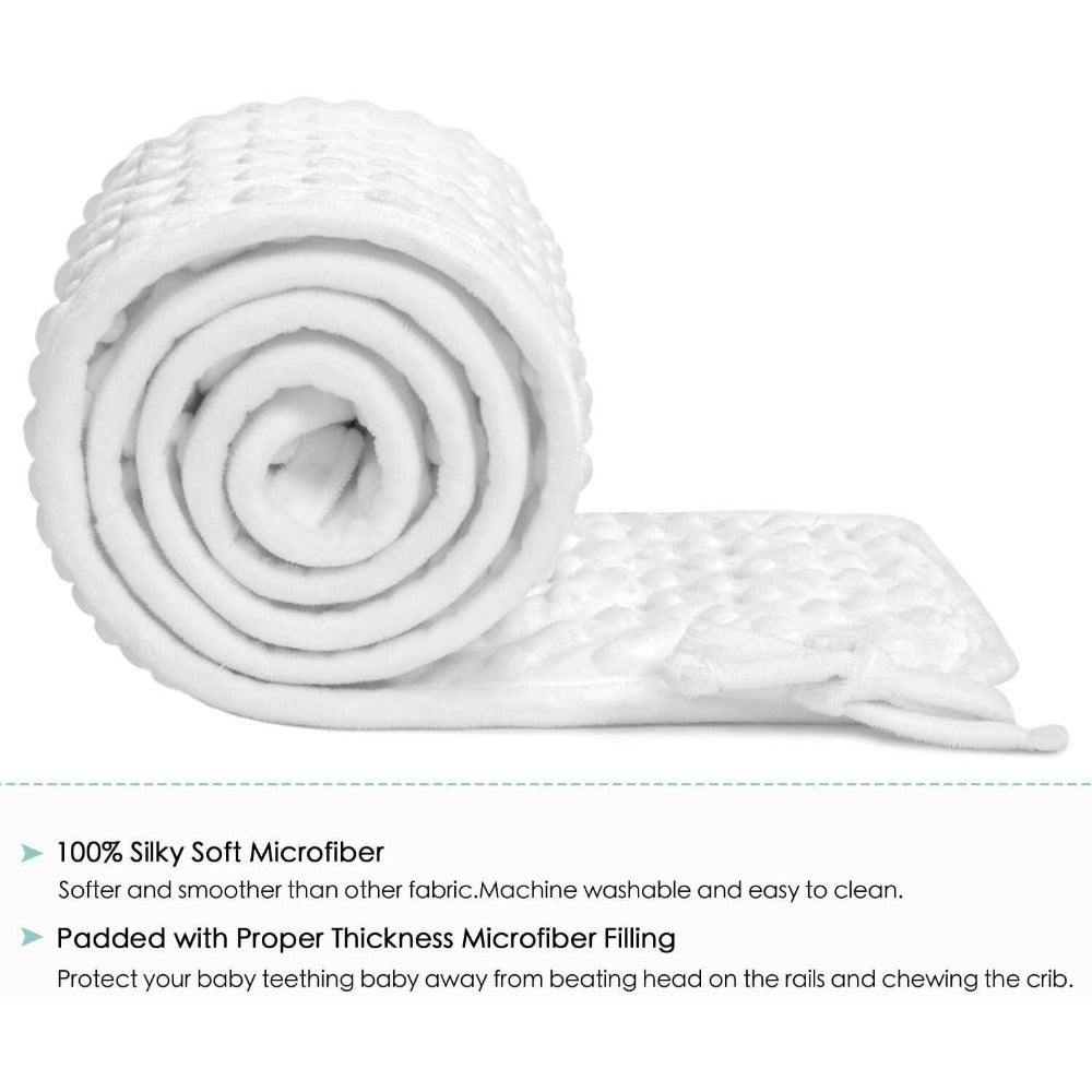 StoneSky 4Pcs Quilted Standard Crib Rail Cover Protector Safe Teething Guard Wrap White