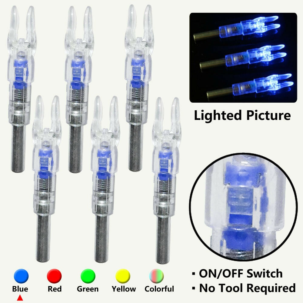 6PCS Archery Led Lighted Nocks for Arrows with .244"/6.2mm Inside Diameter Hunt