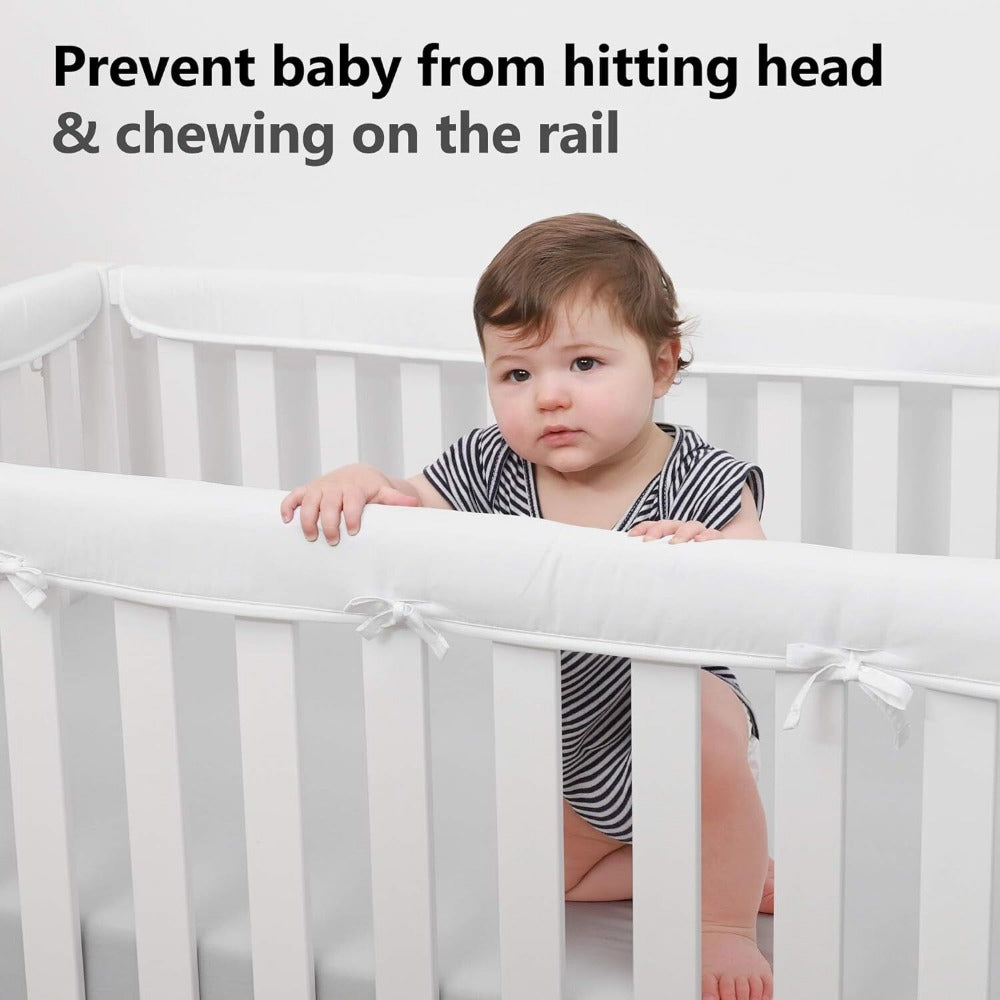 StoneSky 4Pcs Crib Rail Covers For Teething Baby Crib Guardrail Wrap Anti-Collision Cover