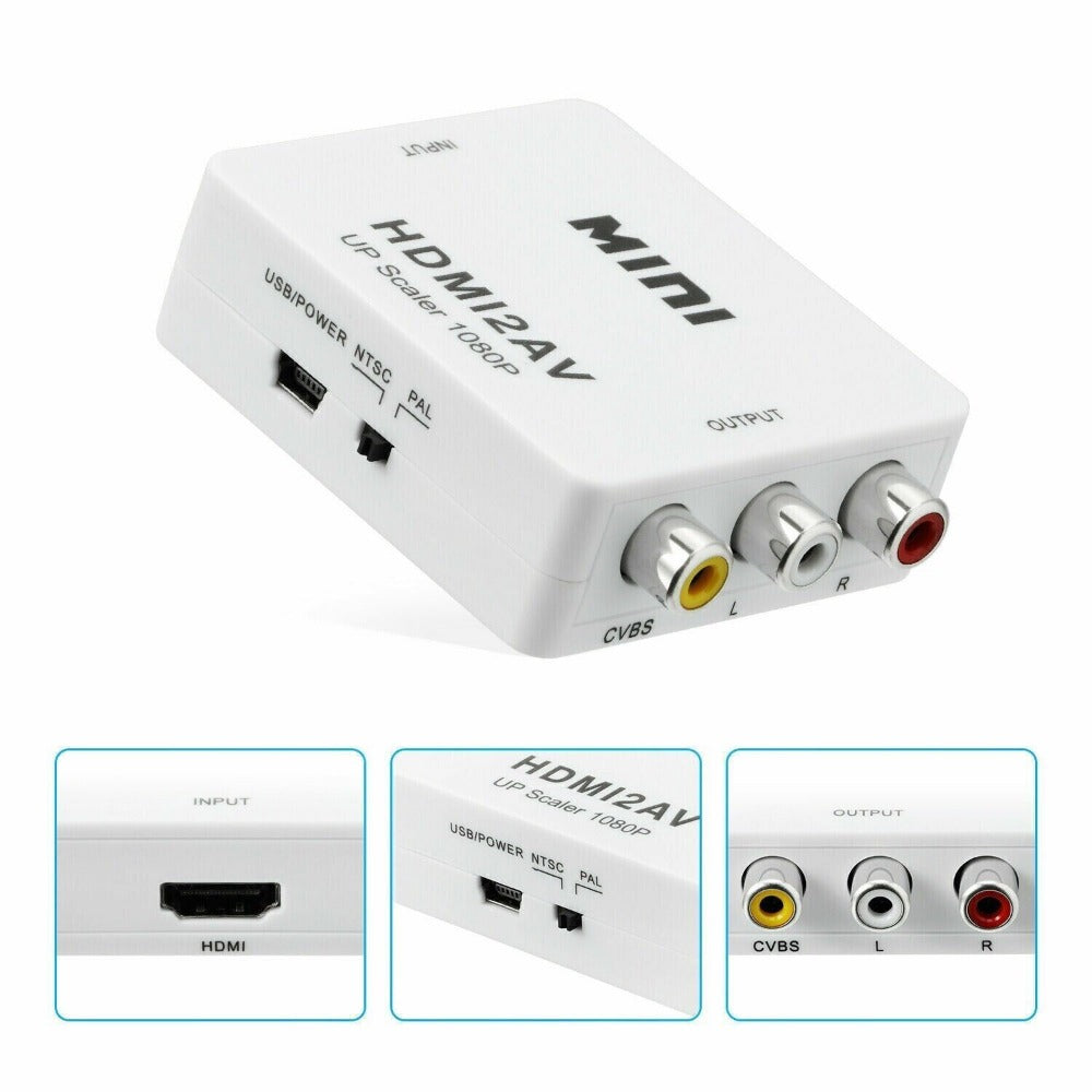 STONESKY Mini HDMI To RCA AV HD Converter Composite CVBS Audio Video Adapter  NES SNES
