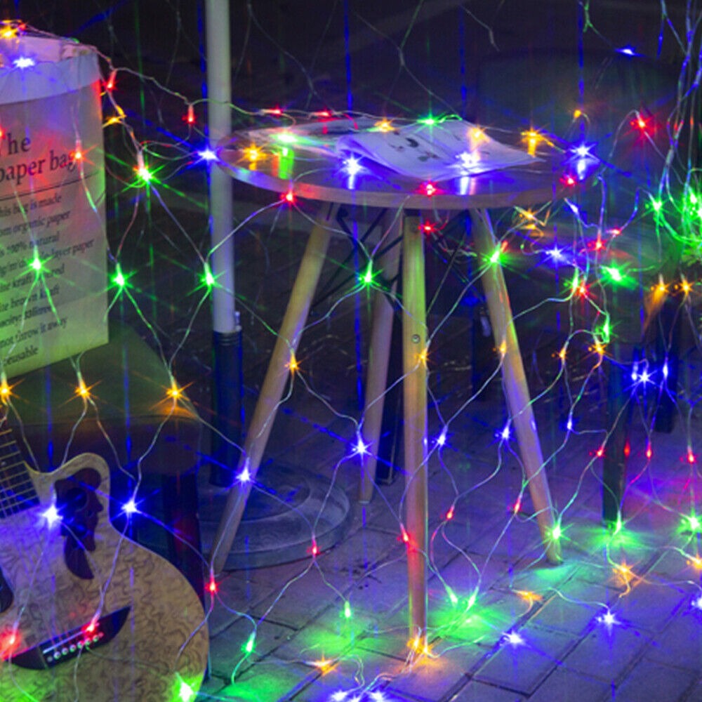 STONESKY 96 LED Solar Net Mesh Curtain Lights Fairy String Light Christmas Wedding Decor