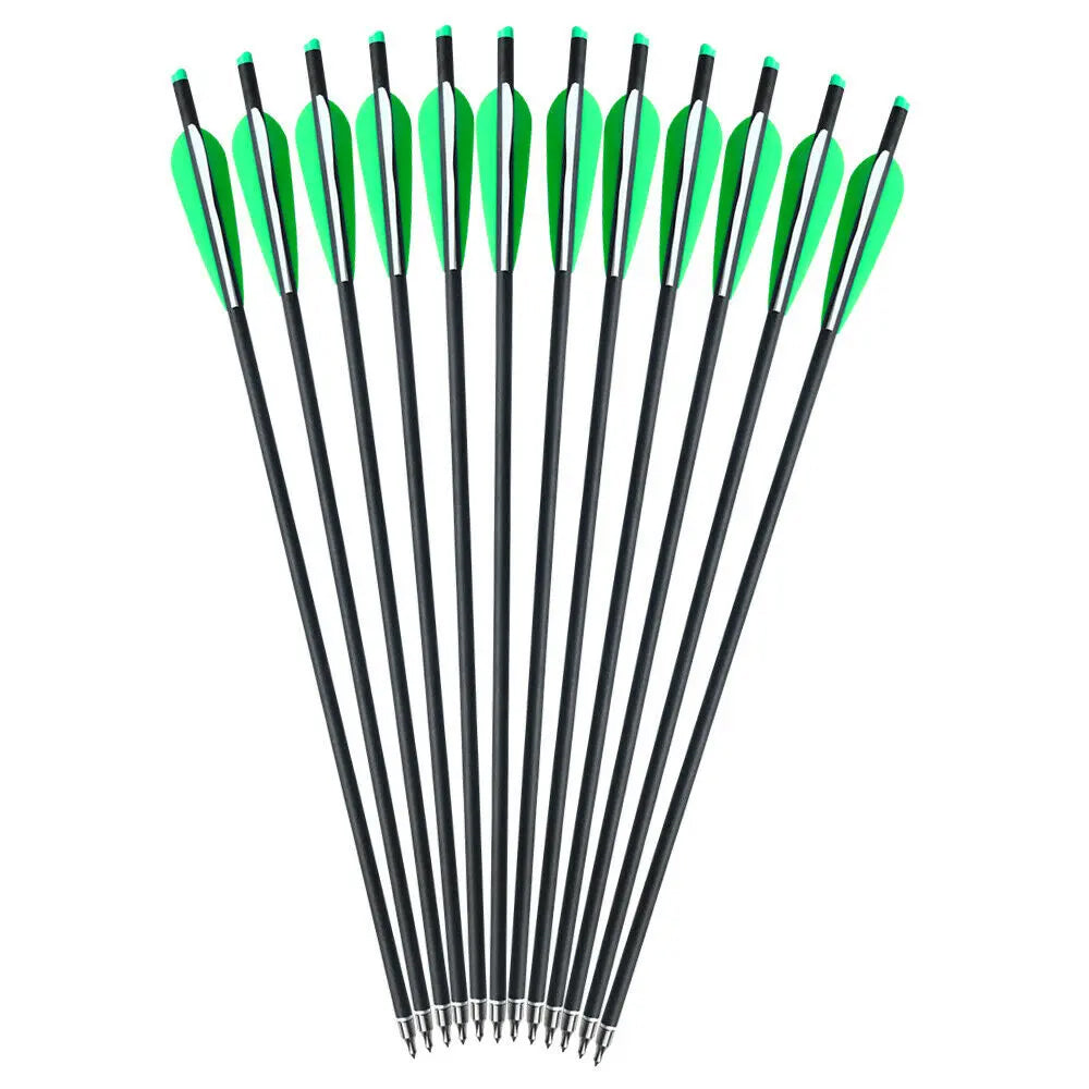 StoneSky 20 inch Crossbow Bolts Carbon Arrows Target + 12x 100 grain Broadheads +Quiver