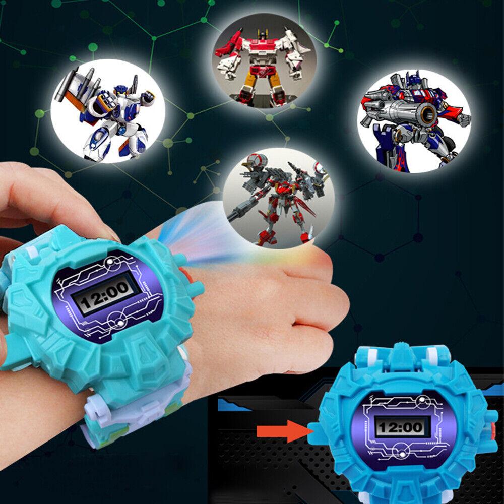 STONESKY 3 In 1 Transformed Robot Projection Watch Boy Toy 3D Kids Digital Watch Gifts US