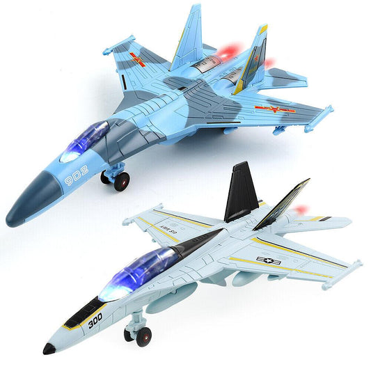 STONESKY 2Pack Fighter Jet Pull Back Toy for Kids Diecast Airplanes Model w/ Light &Sound