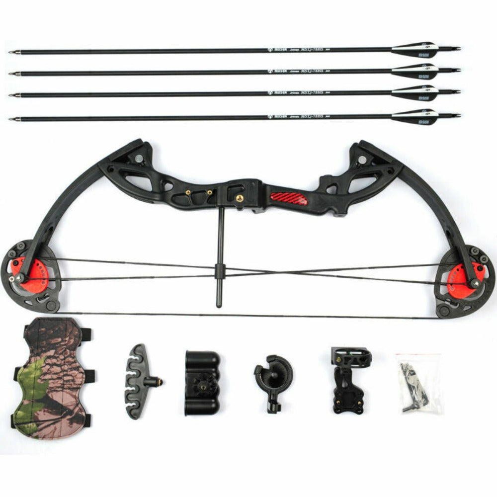 StoneSky 15-29lbs Compound Bow Kit W/4pcs Arrows Right Hand Target Practice Hunting Youth