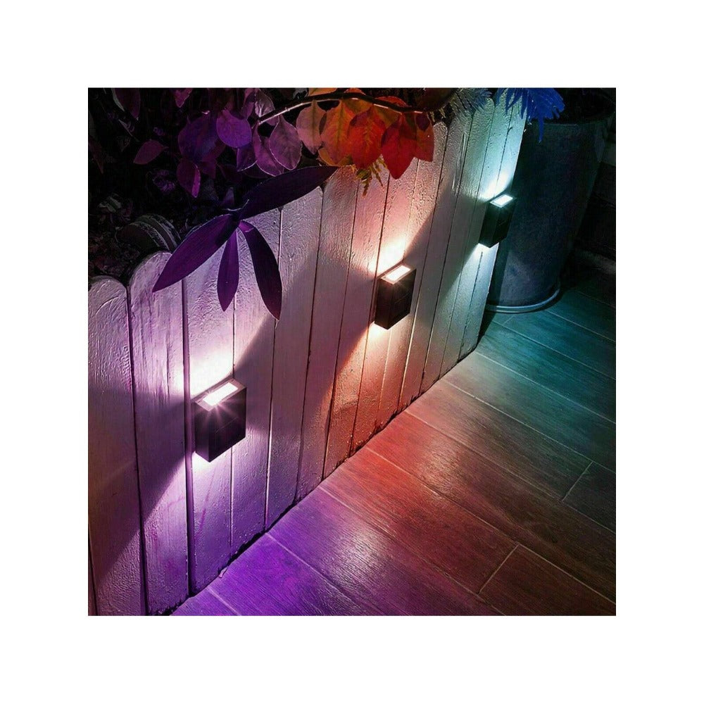 STONESKY 2Pcs Color Change Solar 2 LED Deck Lights Garden Patio Pathway Step Fence Lamps