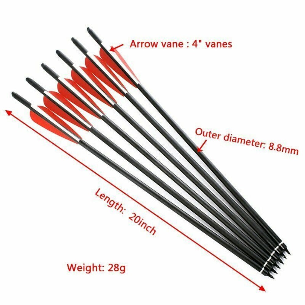 StoneSky 12Pcs 20 inch Carbon Crossbow Bolts Arrow 8.8mm Moon Nocks Archery For Hunting