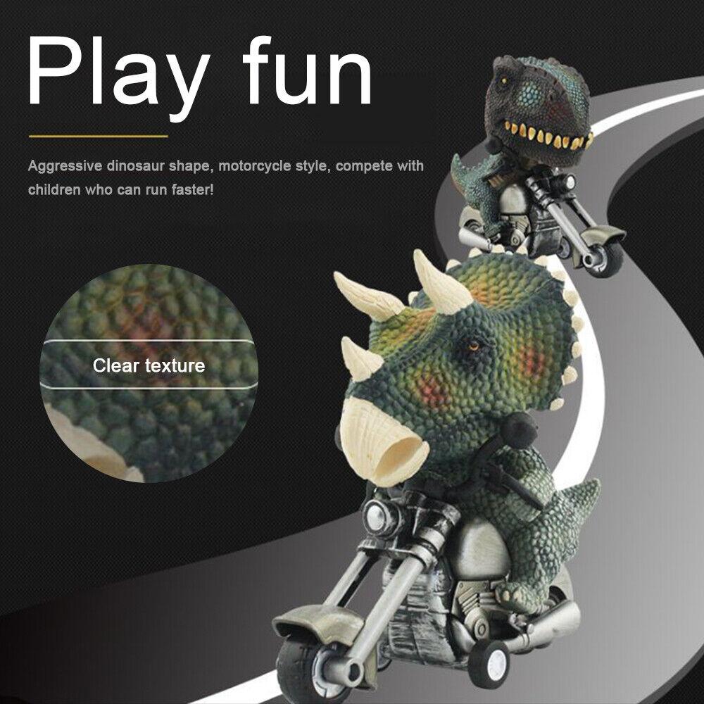 STONESKY 4Pcs Simulation Dinosaur Motorcycle Toys Inertia Riding Pull Back Car Toys Gift