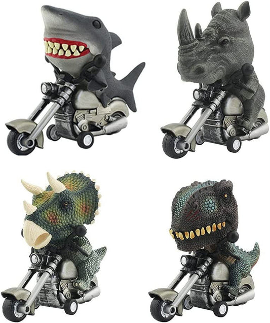 4pcs/set Car Dinosaur Toys Pull Back Vehicles Kids Dinosaur Cars Dinosaur Motorcycle Toys for 3-12 Years Old Kids Boys Girls Birthday Xmas Gifts