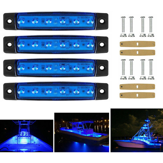 STONESKY 4 Pack LED Marine Boat Deck Courtesy Lights Waterproof Blue Stern Transom Lights