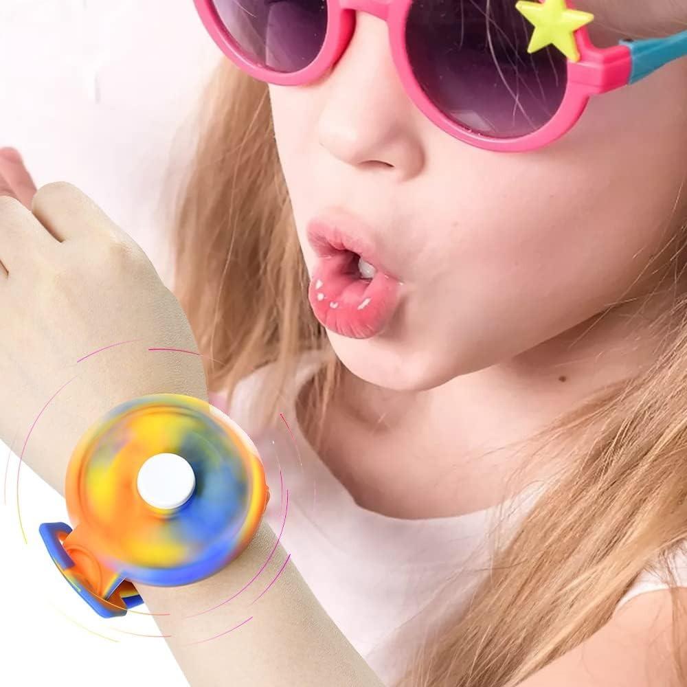 STONESKY Rotatable Push Pop Bubble Bracelet Toys Fidget Spinner Watch Band Toy for Kids, Sensory Fidget Bracelets Stress Relief Fingertip Press Simple Dimple Silicone Wristband (Multicolor 3PCS)