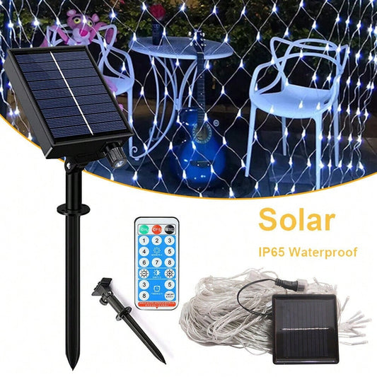 STONESKY Solar 192 LED Fairy String Net Mesh Curtain Lights Waterproof Outdoor Home Decor
