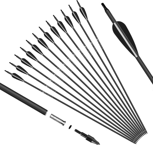 EROCK 12Pcs 30" Fiberglass Arrows Archery OD 7.8mm For Recurve/Compound bow Hunting