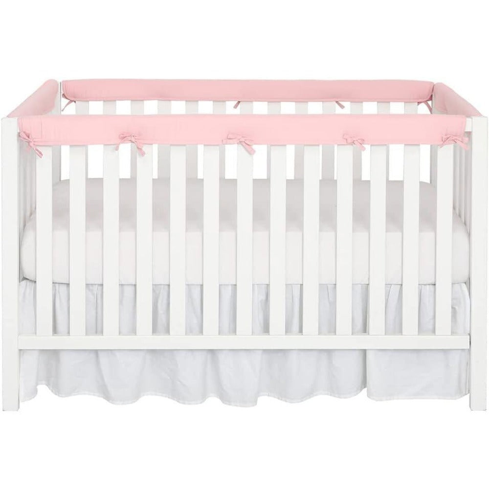 StoneSky 4Pcs Crib Rail Covers Protector Safe Teething Guard Wrap for Standard Crib Pink