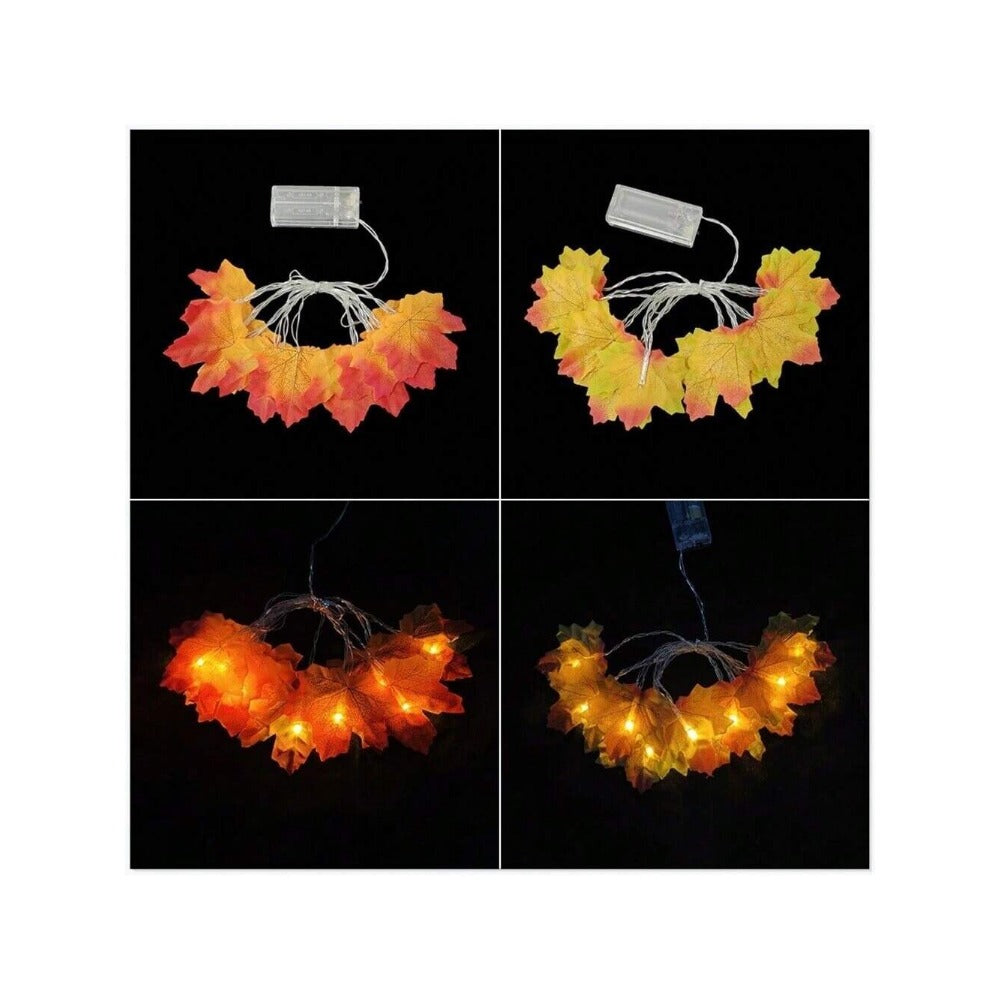 STONESKY 1Pcs Fall Garland Decorations Maple Leaf String Lights Thanksgiving Halloween