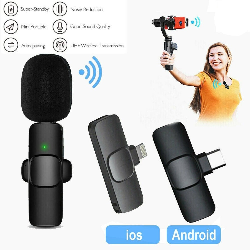 StoneSky Lavalier Wireless Microphone Audio Video Recording Mini Mic For Android/iphone