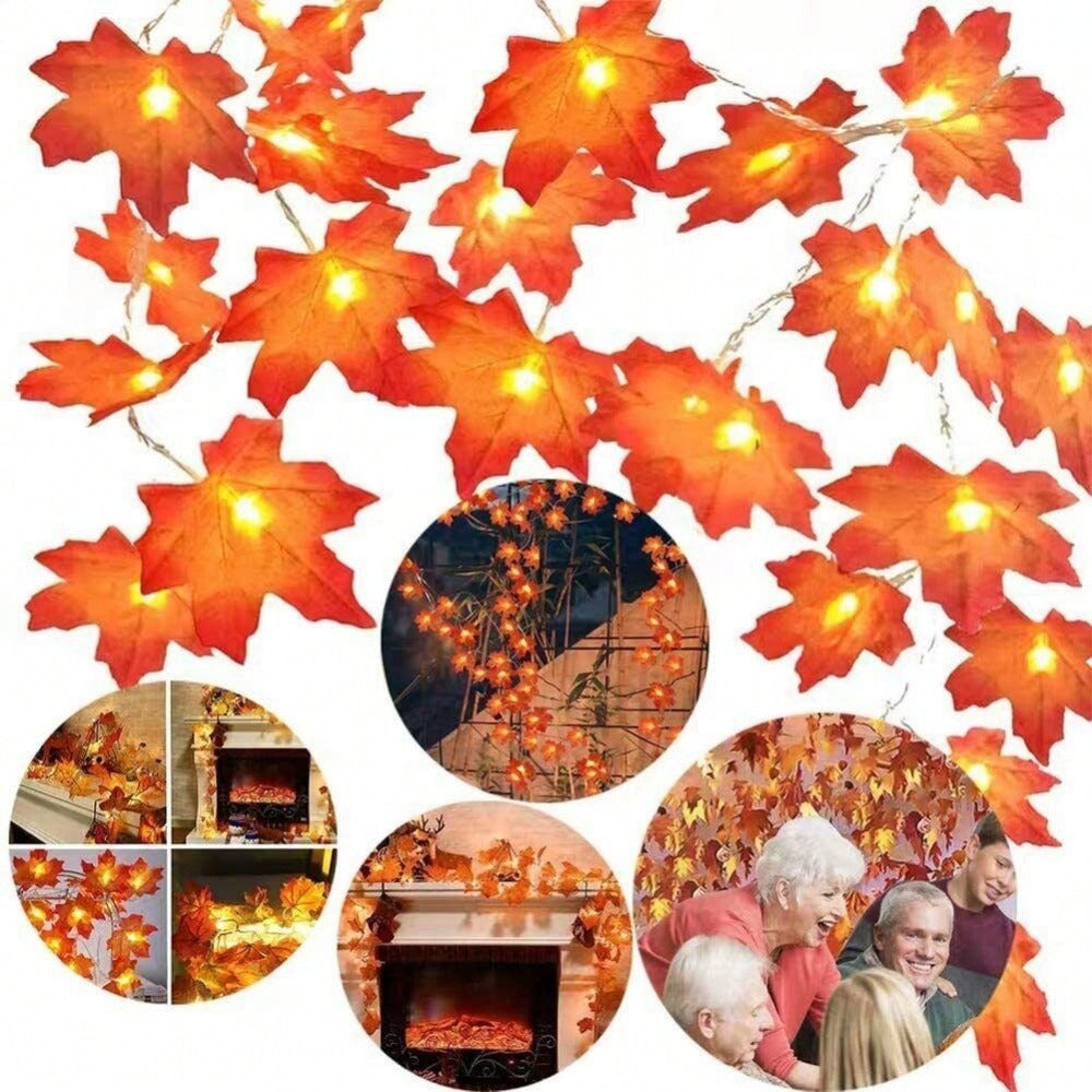 STONESKY 20 LED Fall Maple Leaves Light Lamp Garland Thanksgiving Festival Party Decor US