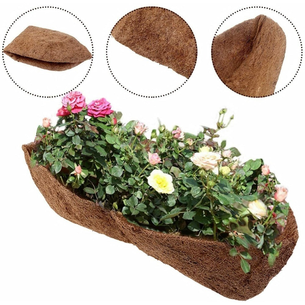 StoneSky 2PCS 24"/30"/36"/48" Coco Liner Trough Half Moon Shaped Planter Liner For Window