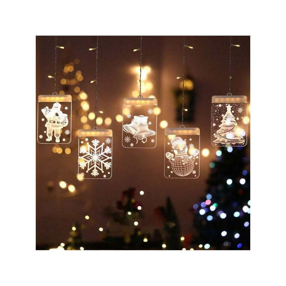 STONESKY Chrismas LED Curtain Fairy String Light 3D-Effect Window Decor Hanging Lights US