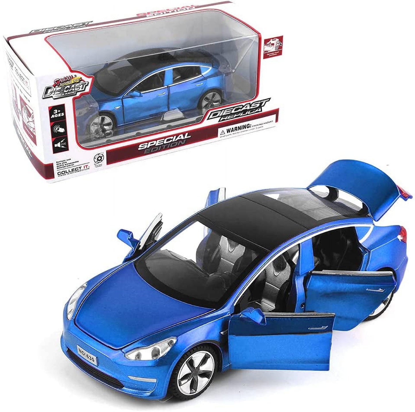 1:32 Scale Model 3 Alloy Car Model Diecast Toy Vehicles for Kids, Tesla car Model，Pull Back Alloy Car with Lights and Music,Mini Vehicles Toys for Kids Gift ，Children Birthday Gift