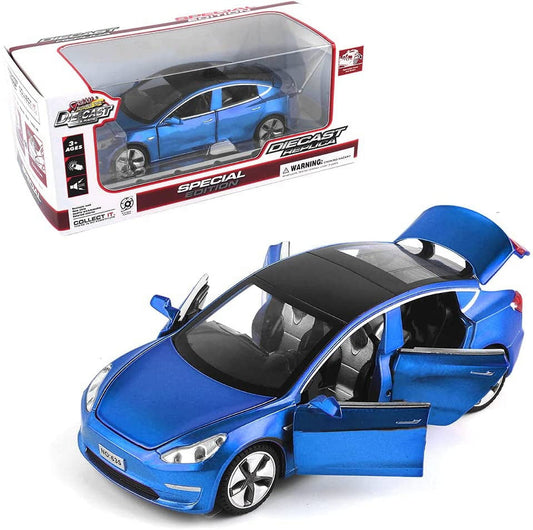 1:32 Scale Model 3 Alloy Car Model Diecast Toy Vehicles for Kids, Tesla car Model，Pull Back Alloy Car with Lights and Music,Mini Vehicles Toys for Kids Gift ，Children Birthday Gift