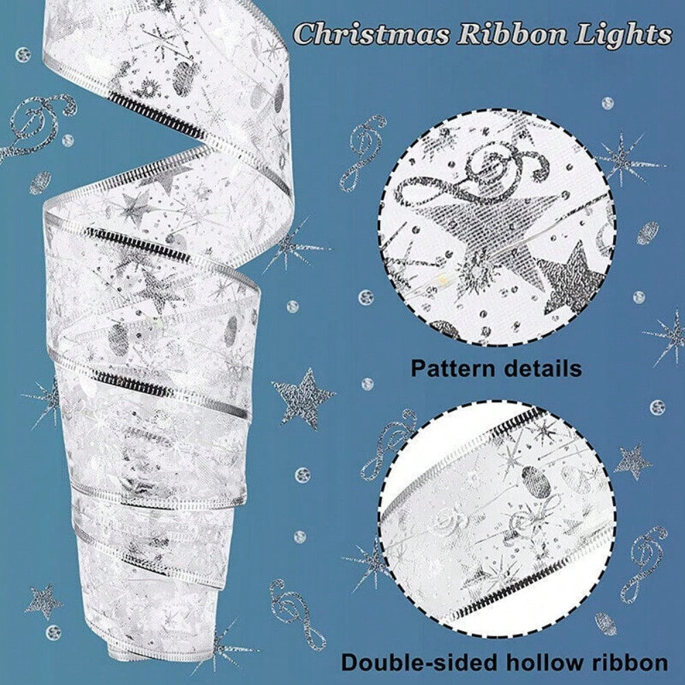 STONESKY 50LED Ribbon Light Christmas Tree Ornaments Decor DIY Lace Bow Fairy String Lamp