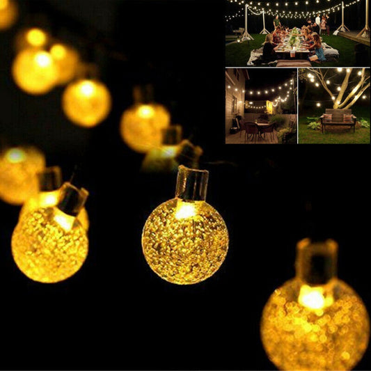 StoneSky Solar String Fairy Lights Crystal Ball Garden Patio Lawn Yard Lamp Warm White