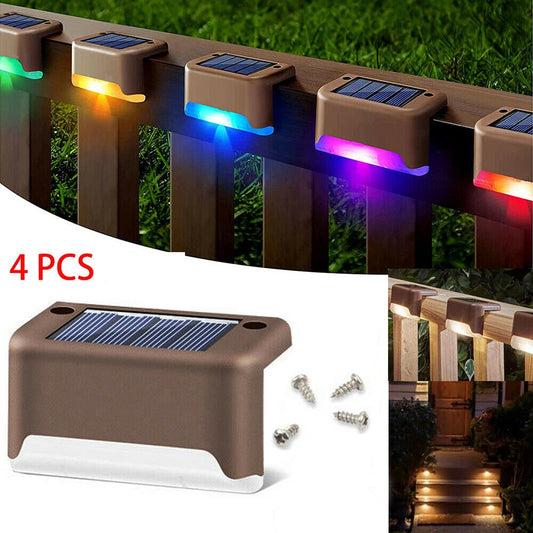 StoneSky 4Pcs Solar LED Deck Lights Outdoor Path Garden Pathway Stairs Step Fence Lamp US