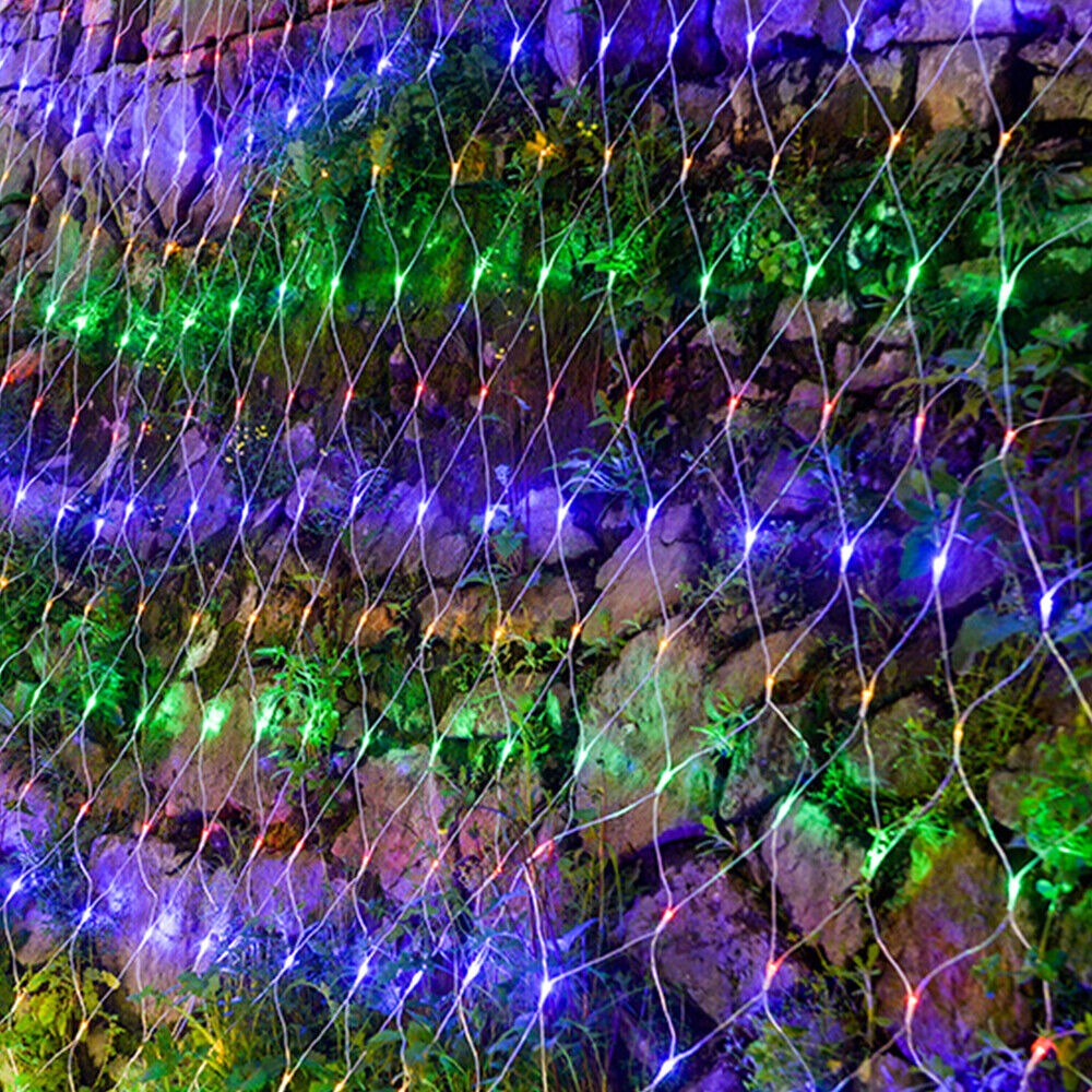 STONESKY 96 LED Solar Net Mesh Curtain Lights Fairy String Light Christmas Wedding Decor