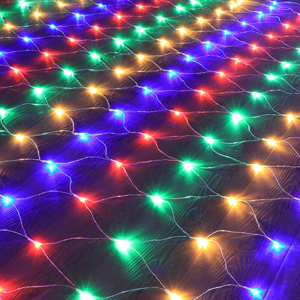 STONESKY 96 LED Solar Net Mesh Curtain Lights Fairy String Light Christmas Wedding Decor