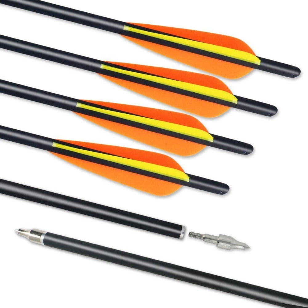 StoneSky 12Pcs 20" Carbon Crossbow Bolts Arrows Moon Nocks  8mm Shaft W/ Screwed Tips