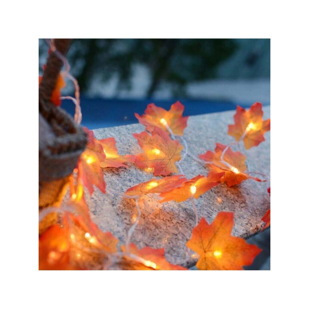 STONESKY 1Pcs Fall Garland Decorations Maple Leaf String Lights Thanksgiving Halloween