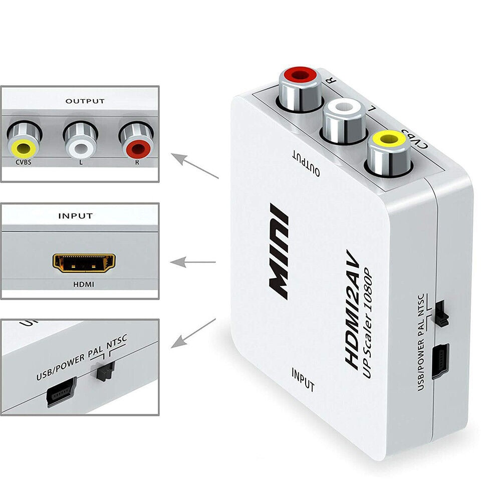 STONESKY Mini HDMI To RCA AV HD Converter Composite CVBS Audio Video Adapter  NES SNES
