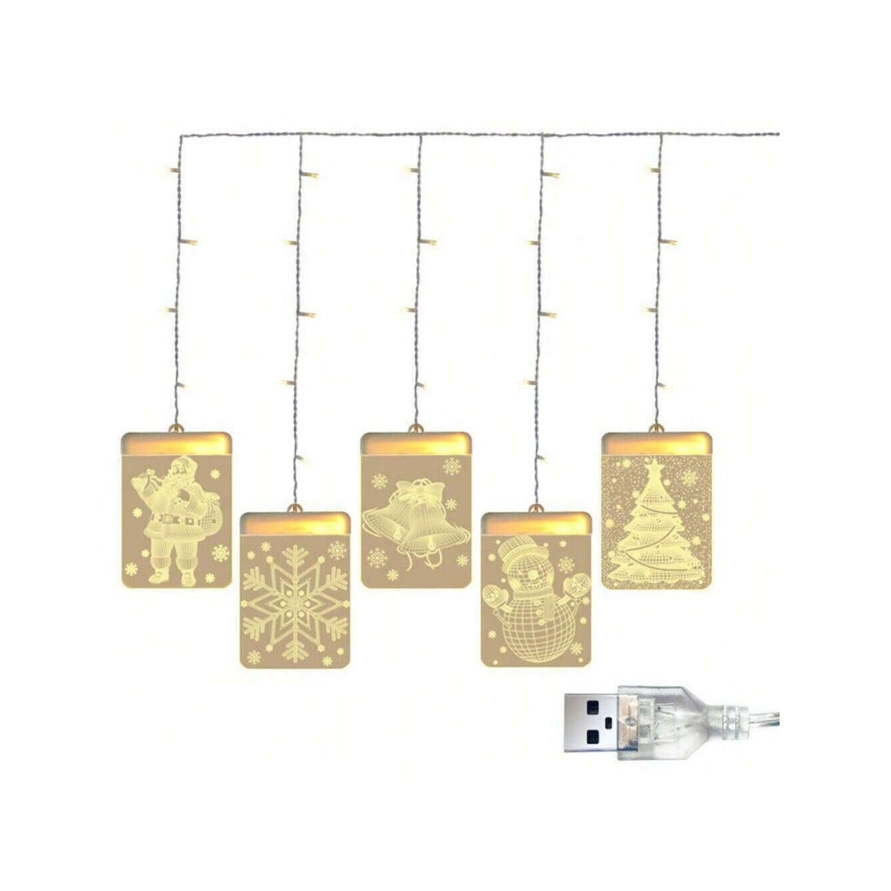 STONESKY Chrismas LED Curtain Fairy String Light 3D-Effect Window Decor Hanging Lights US