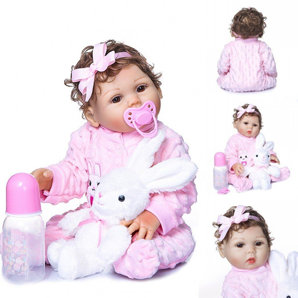 EROCK 18" Newborn Baby Dolls Full Body Soft Vinyl Silicone Girl Dolls Bath Xmas Gift