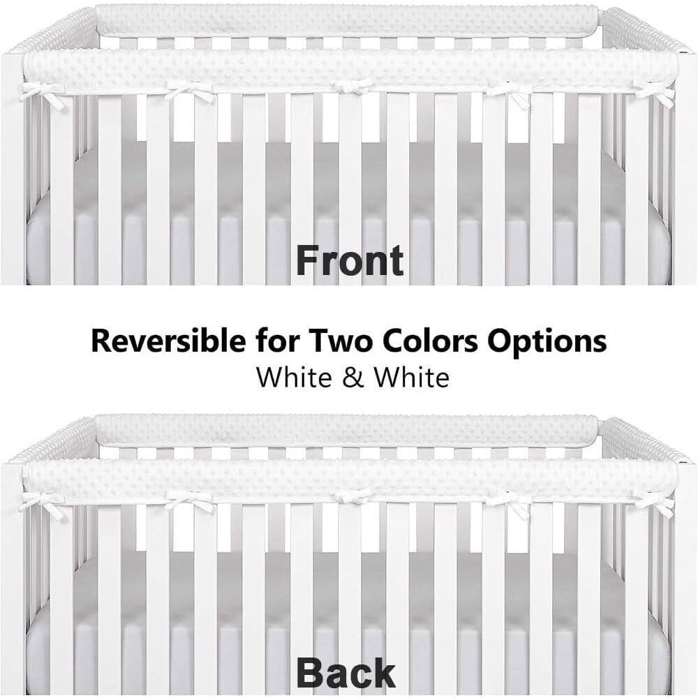 StoneSky 4Pcs Quilted Standard Crib Rail Cover Protector Safe Teething Guard Wrap White